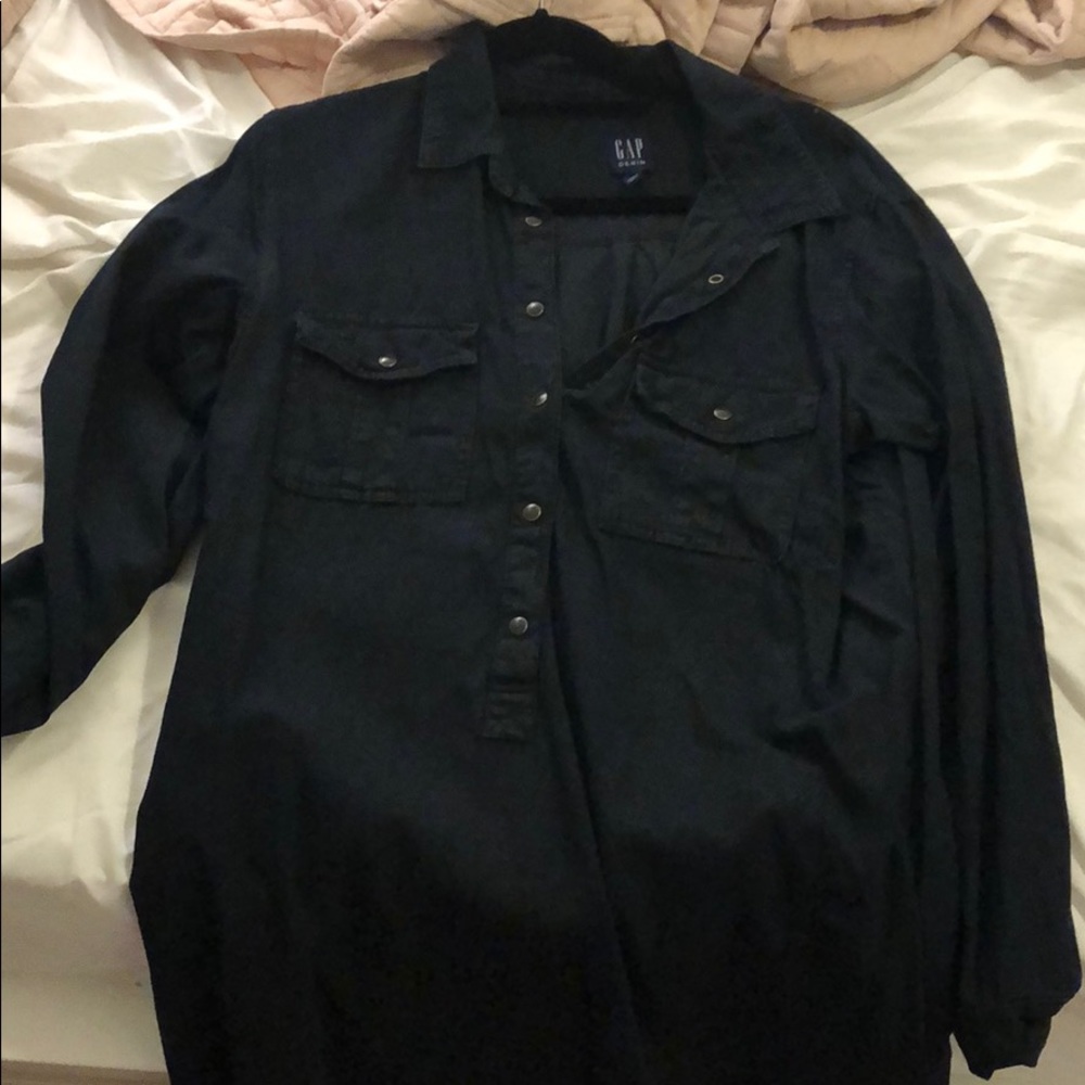 Black denim shirt dress